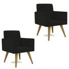 Kit 2 Poltrona Decorativa Nina Cadeira Escritório Recepção Suede Preto