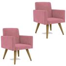 Kit 2 Poltrona Decorativa Nina Cadeira Escritório Recepção Suede Rosa