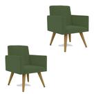 Kit 2 Poltrona Decorativa Nina Cadeira Escritório Recepção Suede Verde