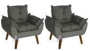 Kit 2 Poltrona Decorativa Opala Glamour Chumbo SMF Decor