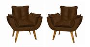 Kit 2 Poltrona Decorativa Opala Marrom Assento De Pillow