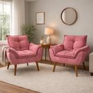Kit 2 Poltrona Decorativa Opala Para Recepção Sala De Estar Cor:Cinza