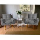 Kit 2 Poltrona Decorativa Opala Suede Cinza para Sala de Estar Luxo Escritório Quarto