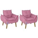 Kit 2 Poltrona Decorativa Opala Suede Rosê Smf Decor