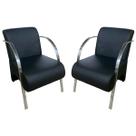 Kit 2 Poltrona Decorativa Predoli Braço Aluminio material sintético Preto Recepção Sala Quarto Salão de Cabelereiro