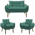Kit 2 Poltrona Decorativa Sala de Estar Escritório Quarto 1 Namoradeira Azul Turquesa Prime