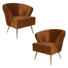 Kit 2 Poltrona Decorativa Sala de Estar Lucca Veludo Telha G15 - Gran Belo Kit 2 Poltrona Decorativa Sala de Estar Lucca Veludo Telha G15 - Gran Belo