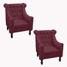 Kit 2 poltrona dubai suede bordô