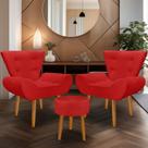 kit 2 poltrona Emilia +puff redondo decorativo