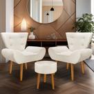 kit 2 poltrona Emilia +puff redondo decorativo