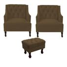 Kit 2 poltrona genesis + 1 puff retrô suede marrom