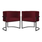 Kit 2 Poltrona Luana Suede Bordo Base Preto Luxo - FM