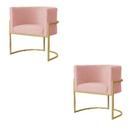 Kit 2 Poltrona Luana Veludo Rosa Base Dourada Luxo - FM Kit 2 Poltrona Luana Veludo Rosa Base Dourada Luxo - FM