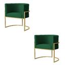 Kit 2 Poltrona Luana Veludo Verde Base Dourada Luxo - FM