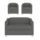Kit 2 Poltrona + Namoradeira Bia Decorativa Reforçada Recepção Clínica Salão Sala de Estar Suede