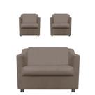 Kit 2 Poltrona + Namoradeira Bia Decorativa Reforçada Recepção Clínica Salão Sala de Estar Suede