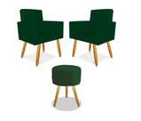 Kit 2 Poltrona Nina com Puff Redondo para Recepção Escritório Consultório