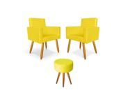 Kit 2 Poltrona Nina com Puff Redondo para Sala Recepção Escritório Consultório Kit 2 Poltrona Nina com Puff Redondo para Sala Recepção Escritório Consultório