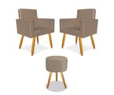 Kit 2 Poltrona Nina com Puff Redondo para Sala Recepção Escritório Consultório Kit 2 Poltrona Nina com Puff Redondo para Sala Recepção Escritório Consultório