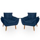 Kit 2 poltrona opala AZUL MARINHO suede decorativa para sala escritório Biselos-Decor