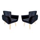 Kit 2 Poltrona Opala Cadeira Decorativa Suede Preto- Estofados Premium Kit 2 Poltrona Opala Cadeira Decorativa Suede Preto- Estofados Premium