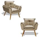 Kit 2 Poltrona Opala Decoração Sala Jantar Suede Cappuccino Kit 2 Poltrona Opala Decoração Sala Jantar Suede Cappuccino