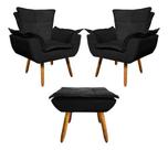 Kit 2 Poltrona+puff Opala Sala De Estar Suede Preto Kit 2 Poltrona+puff Opala Sala De Estar Suede Preto