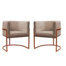 kit 2 Poltrona Reforçadas Decorativa Sala de Estar Carla Base Ferro Bronza Suede Cor
