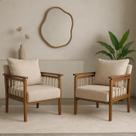 Kit 2 Poltrona Sala Decorativa Ayla Estofada Boucle Bege Base Madeira Castanho Kit 2 Poltrona Sala Decorativa Ayla Estofada Boucle Bege Base Madeira Castanho
