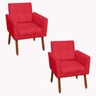 Kit 2 poltrona stella suede vermelho