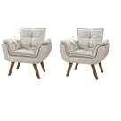 Kit 2 Poltrona Suede Creme Cadeira Decorativa Dani Sala Recepção Pés Caramelo