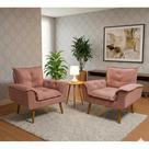 Kit 2 Poltrona Suede Rosa Cadeira Decorativa Dani Sala Recepção Pés Caramelo