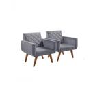 Kit 2 Poltronas 1 Lugar Braço Anabelle Unidecor Cinza