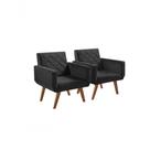 Kit 2 Poltronas 1 Lugar Braço Anabelle Unidecor Preto
