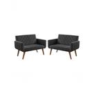 Kit 2 Poltronas 2 Lugares Anabelle Suede Preto Unidecor