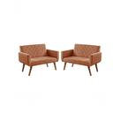 Kit 2 Poltronas 2 Lugares Anabelle Suede Terracota Unidecor