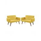 Kit 2 Poltronas 2 Lugares Braço Anabelle Unidecor Amarelo Kit 2 Poltronas 2 Lugares Braço Anabelle Unidecor Amarelo