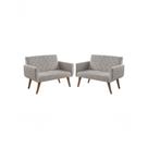Kit 2 Poltronas 2 Lugares Braço Anabelle Unidecor Bege