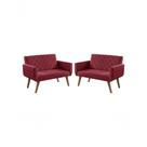 Kit 2 Poltronas 2 Lugares Braço Anabelle Unidecor Bordô