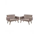 Kit 2 Poltronas 2 Lugares Braço Anabelle Unidecor Cappuccino