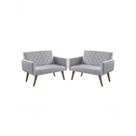 Kit 2 Poltronas 2 Lugares Braço Anabelle Unidecor Cinza