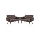 Kit 2 Poltronas 2 Lugares Braço Anabelle Unidecor Marrom Kit 2 Poltronas 2 Lugares Braço Anabelle Unidecor Marrom