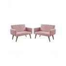Kit 2 Poltronas 2 Lugares Braço Anabelle Unidecor Rosa Kit 2 Poltronas 2 Lugares Braço Anabelle Unidecor Rosa