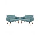 Kit 2 Poltronas 2 Lugares Braço Anabelle Unidecor Turquesa Kit 2 Poltronas 2 Lugares Braço Anabelle Unidecor Turquesa