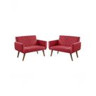 Kit 2 Poltronas 2 Lugares Braço Anabelle Unidecor Vermelho Kit 2 Poltronas 2 Lugares Braço Anabelle Unidecor Vermelho