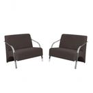 Kit 2 Poltronas 2 Lugares Vênus Braço Alumínio Suede