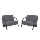 Kit 2 Poltronas 2 Lugares Vênus Suede Braço Madeira