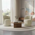 Kit 2 Poltronas Aura Decorativas Orgânicas Bouclé Premium De Luxo Para Sala Quarto Recepção Formato Cilíndrico Design Escultural