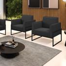 Kit 2 Poltronas Base Industrial Alta Preto Marisa material sintético
