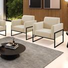 Kit 2 Poltronas Base Industrial Alta Preto Marisa Suede Bege
